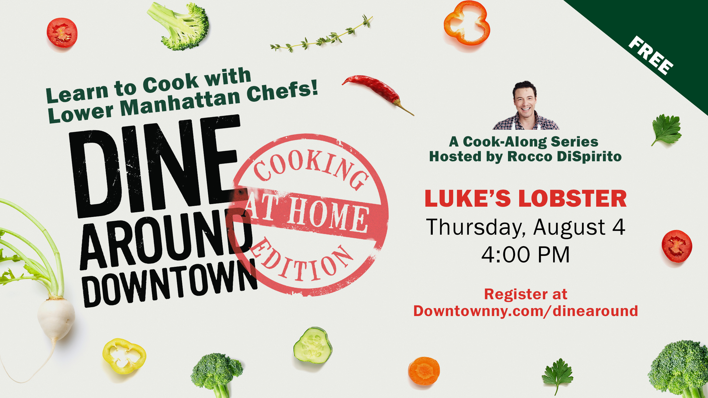 Join Rocco DiSpirito for a New Episode of Dine Around Downtown: Cooking at Home Edition