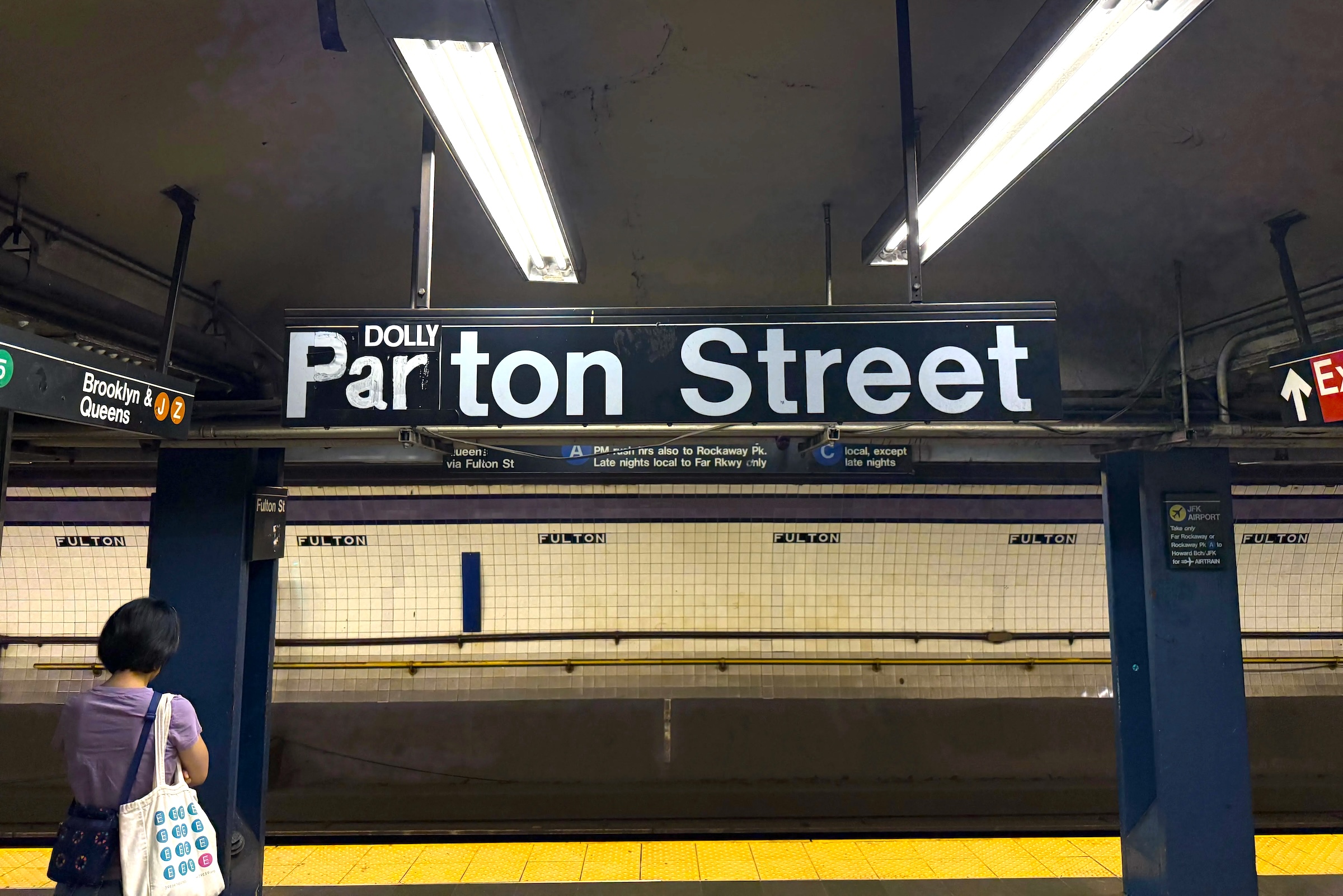 RIP Dolly: Fulton Street Is Now the Dolly Parton Street Station